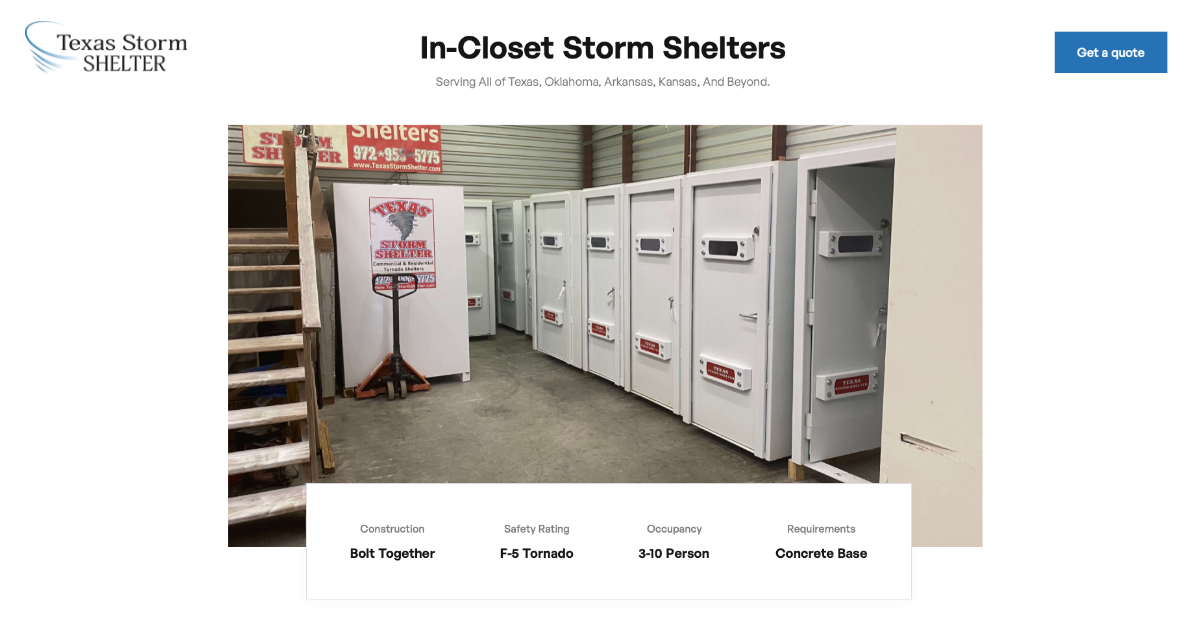 Texas Storm Shelter InCloset Storm Shelters